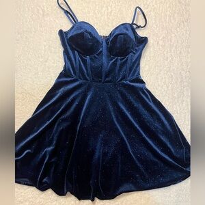 Windsor Navy Blue Velvet Dress